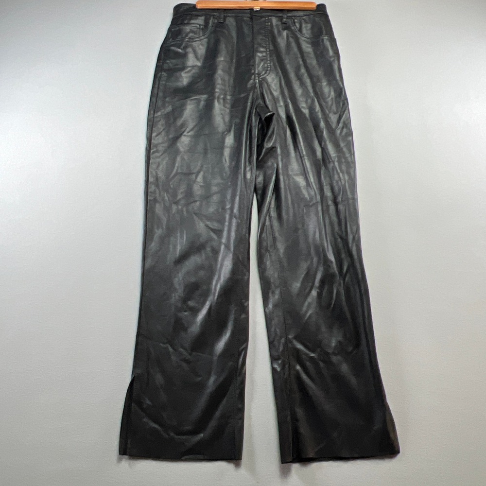 Express Modern Straight Pants Womens 6S Black Faux Leather Super High Waisted